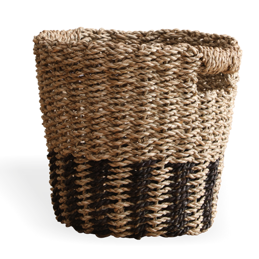 Handwoven seagrass basket, Natural fiber storage basket, Eco-friendly woven basket, Decorative rope basket, Coastal home décor basket, Farmhouse storage basket, Organic modern décor.