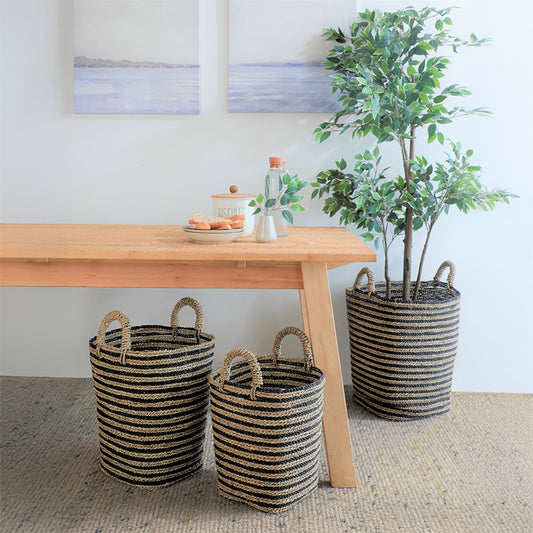 Boho style home organization,
natural fiber baskets for décor,
stylish laundry hampers,
storage baskets for entryway,
handcrafted conical baskets,
versatile woven baskets for home.