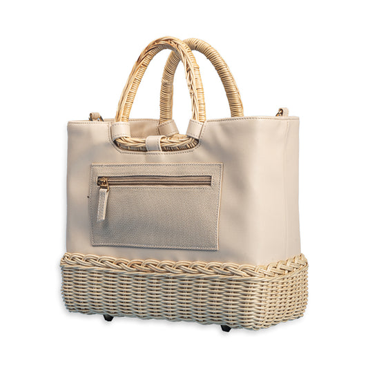 Luciana Wicker Tote - Beige