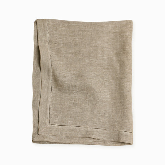 Linen Oatmeal Herringbone Table Cover