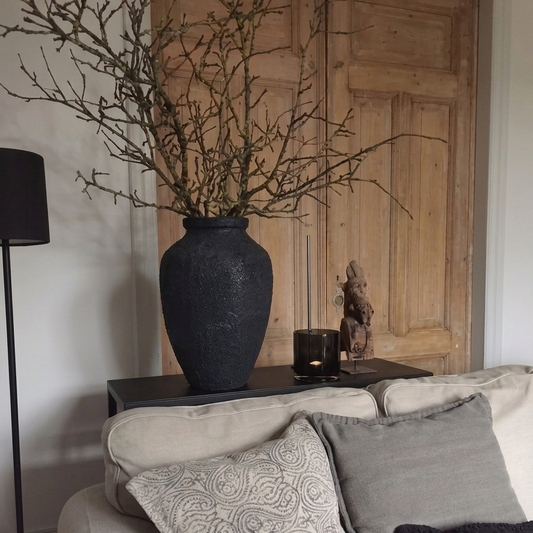 Black Terracotta Vase for Living Room
Large Decorative Terracotta Floor Vase,
Handmade Black Clay Vase,
Terracotta Vase for Pampas Grass,
Rustic Black Vase for Home Decor,
Modern Terracotta Vase for Shelf Styling,
Decorative Vase for Console Table,
Wabi Sabi Terracotta Vase,
Textured Black Terracotta Vase,
Artisan Handmade Vase for Interior Styling.