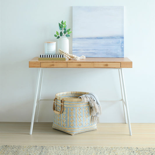 round woven laundry basket, natural and grey storage bin, decorative woven hamper with handles, diamond pattern woven storage basket, rope handle utility basket,
artisan woven basket for home décor,
Boho laundry hamper, eco-friendly woven basket bin, soft-sided home storage container, stylish laundry basket for modern interiors .