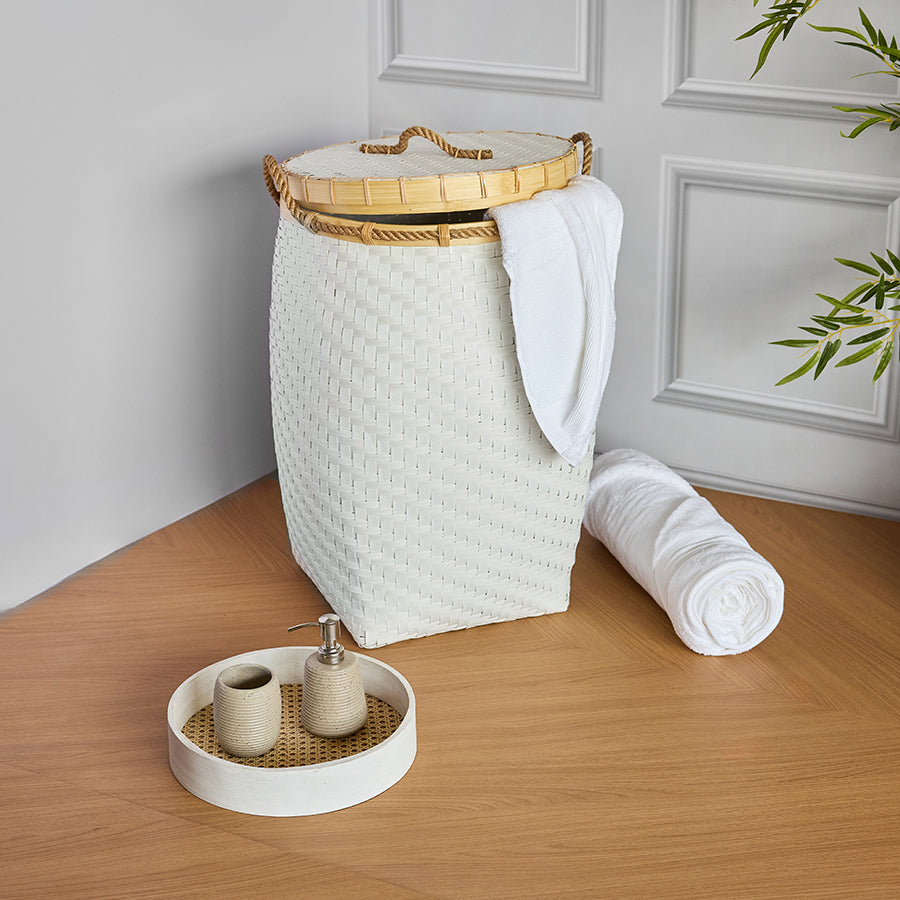 white woven laundry hamper, bamboo lid laundry basket, tall laundry bin, laundry storage basket, plastic wicker laundry basket,
bathroom laundry hamper, laundry basket with lid and handles,
modern clothes hamper .