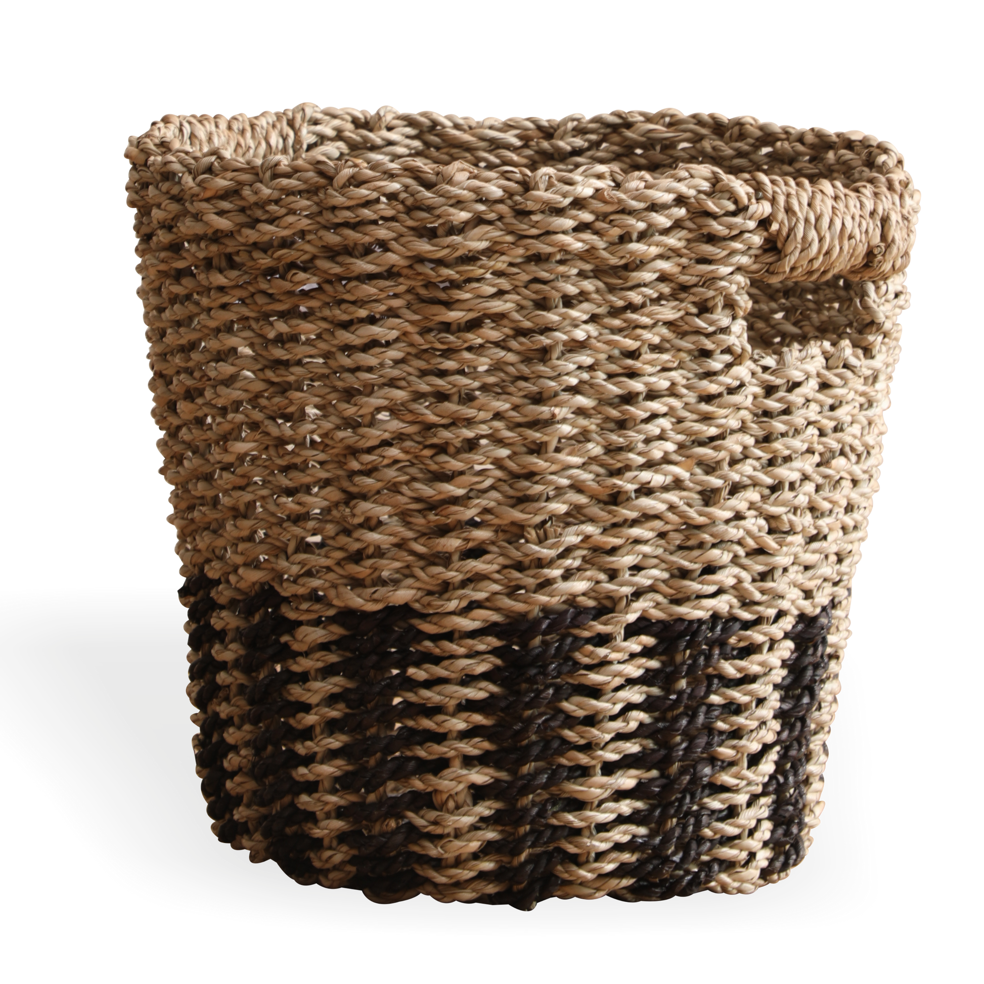 Handwoven seagrass basket, Natural fiber storage basket, Eco-friendly woven basket, Decorative rope basket, Coastal home décor basket, Farmhouse storage basket, Organic modern décor.