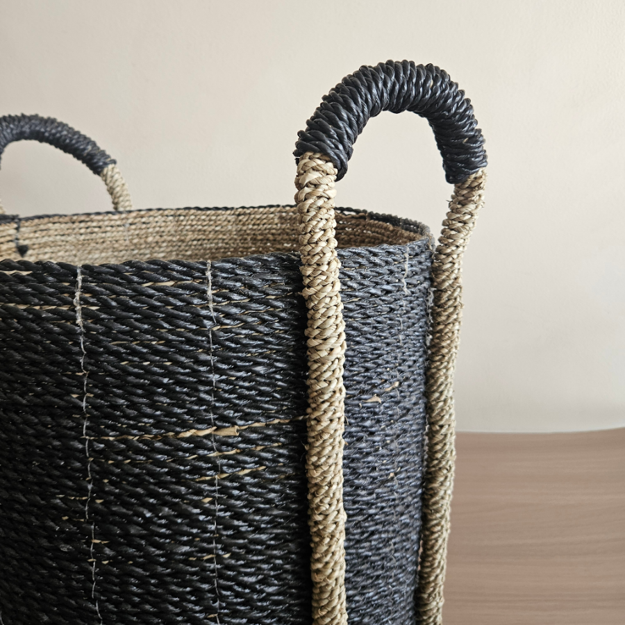 Galway seagrass basket black natural thumbnail 3