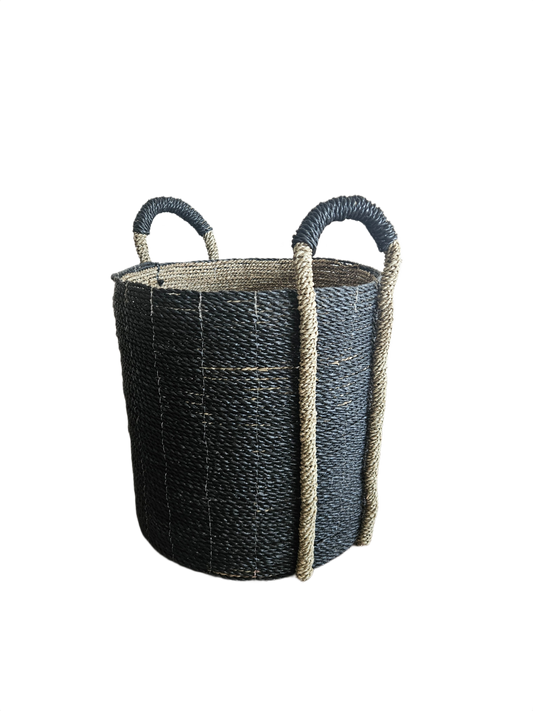 Alofi seagrass black natural basket