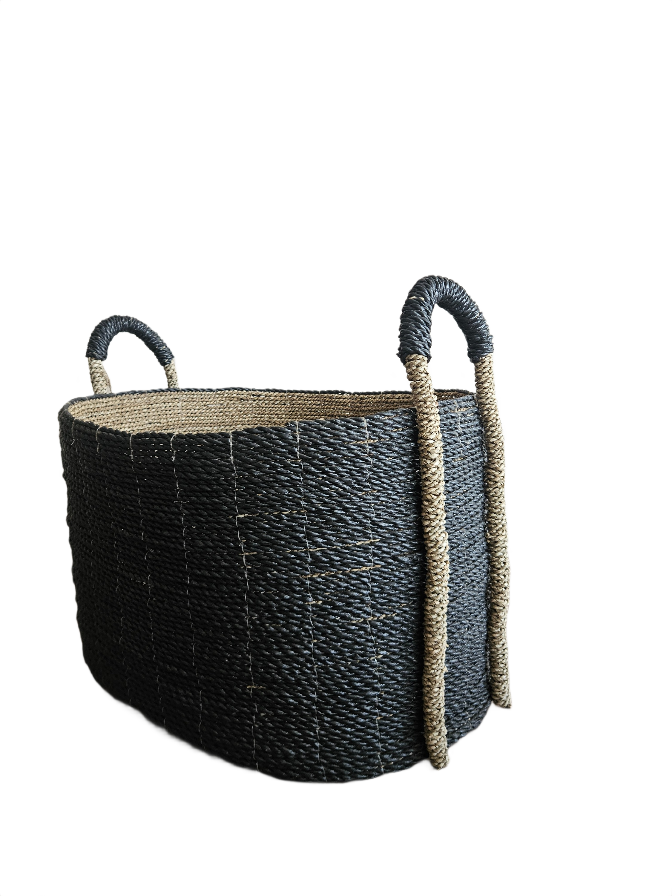Galway seagrass basket black natural