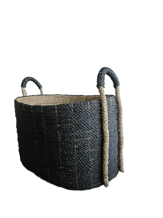 Galway seagrass basket black natural