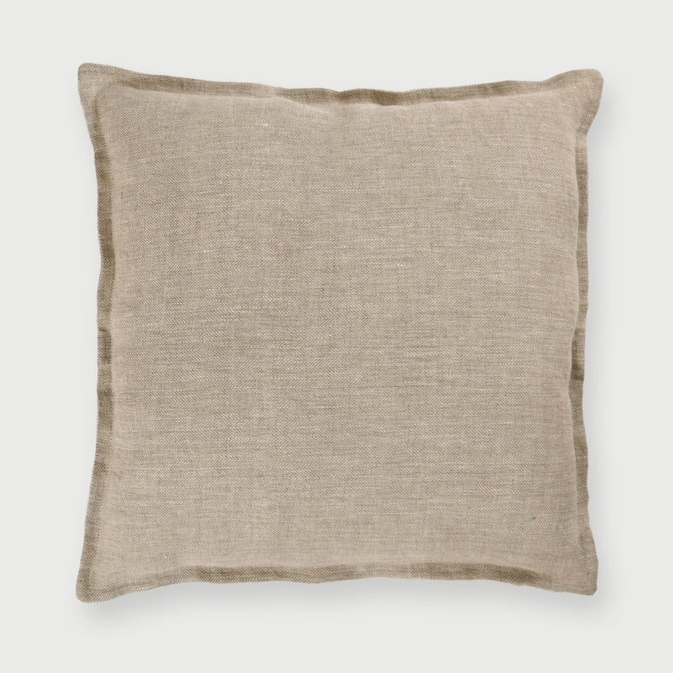 Linen Herringbone Oatmeal Cushion Cover thumbnail 3