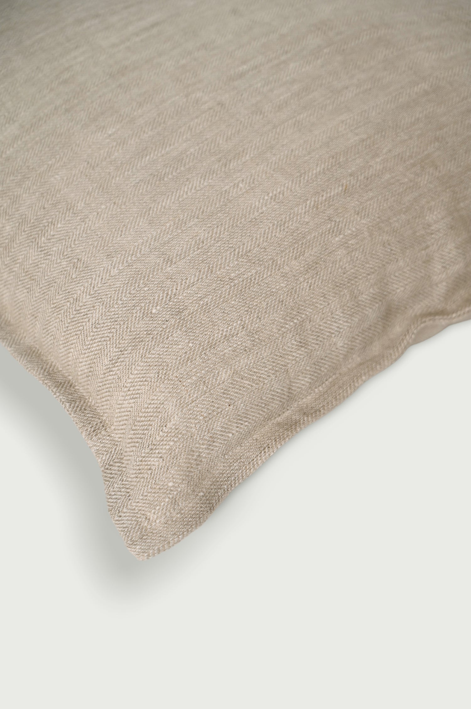 Linen Herringbone Oatmeal Cushion Cover thumbnail 2