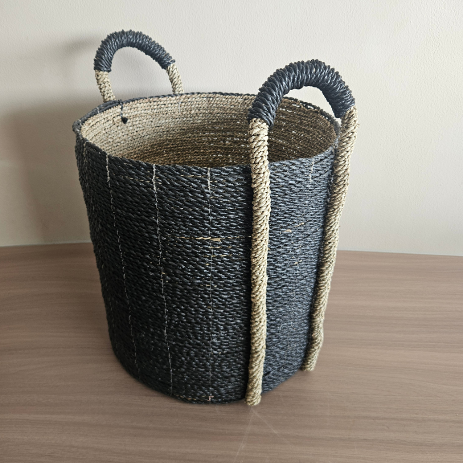 Alofi seagrass black natural basket thumbnail 3
