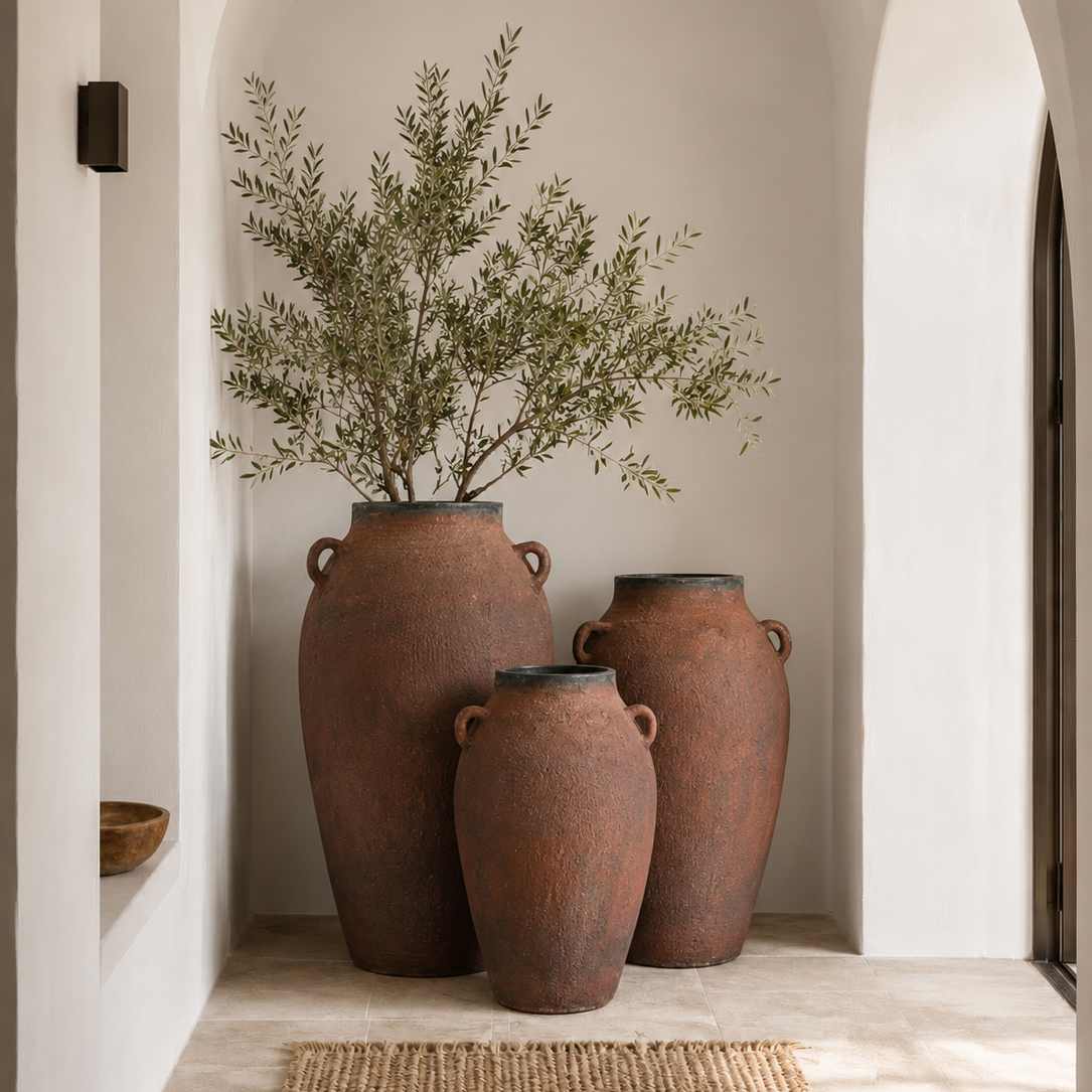 • Olive Tree Vase
• Entryway Statement Piece
• Floor Decor Accent
• Rustic Mediterranean Styling
• Luxury Villa Decor
• Indoor Planter Pot
• Architectural Home Decor
• Organic Modern Accent
• Corner Styling Essential
• Decorative Terracotta Urn