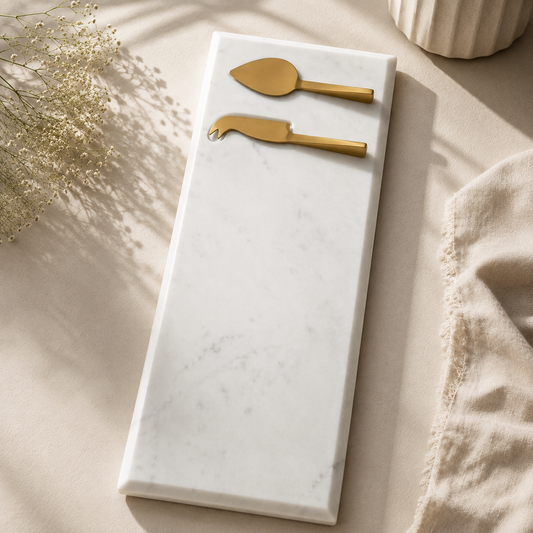 Marble cheese board & knife set