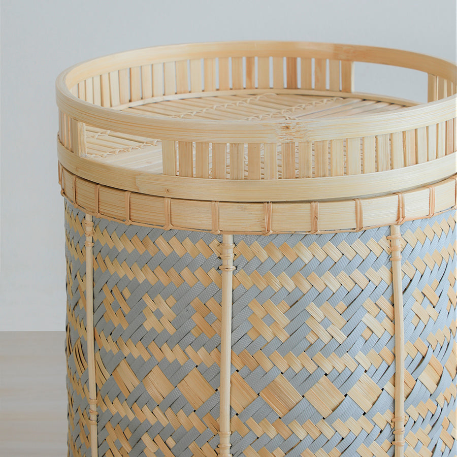 Handwoven bamboo table, Bamboo side table, Natural rattan furniture, Handmade bamboo coffee table with intricate weave, Japandi style natural fiber side table, Sustainable home décor bamboo furniture .

Decorative bamboo end table for modern interiors