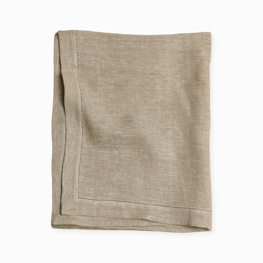 Linen Oatmeal Herringbone Table Cover