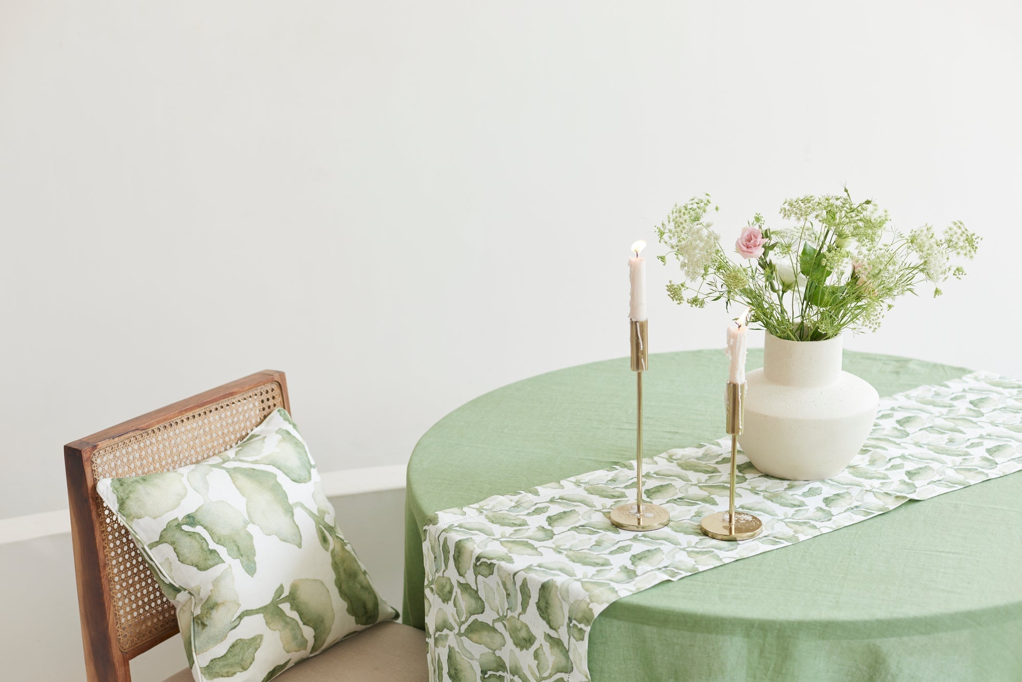 Cascade Green Linen Table Runner thumbnail 2