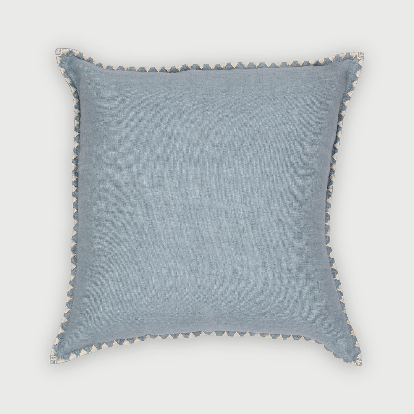 Decorative throw pillow, Modern cushion for sofa, Stylish home décor accessories, Cozy living room accents, Blue linen throw pillow, Square cushion with embroidered trim, Light blue accent pillow, Boho chic decorative cushion, Textured edge blue cushion, Soft blue cotton pillow cover, Artisan-style sofa cushion, Pastel blue cushion with detailing, Contemporary cushion for bed or couch. 

