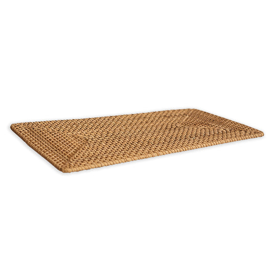 Rectangular rattan placemat, Handwoven wicker table mat, Natural rattan dining mat, Boho rectangular placemat, Eco-friendly woven table mat, Rustic rattan placemat, Sustainable wicker placemat, Handmade rattan table décor, Flat rattan tray mat, Farmhouse-style table mat. 

