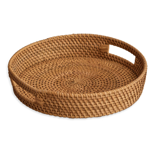 round woven serving tray, rattan serving tray, wicker tray with handles, 
natural woven tray, Boho home décor tray, rustic breakfast tray, handmade wicker tray, eco friendly serving tray, 
coastal style tray, woven decorative tray, farmhouse serving tray, artisan round tray, sustainable home accessories, woven rattan kitchen tray, bohemian coffee table tray, 
natural fiber round tray, basket weave serving tray. 