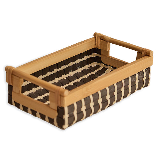 Rectangular woven storage tray, Bamboo and rattan serving basket, 
Handwoven table organizer, Rustic woven tray with handles, Natural fiber basket tray, Decorative storage tray, 
Woven basket for coffee table, Eco-friendly bamboo tray, Handmade wicker organizer, Desktop storage basket, Boho woven tray décor, 
Small wicker tray with handles, Multipurpose basket tray, Office desk organizer tray, Rustic home décor basket .


