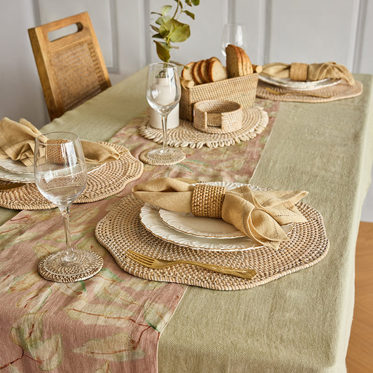 Linen Sage Herringbone Table Cover