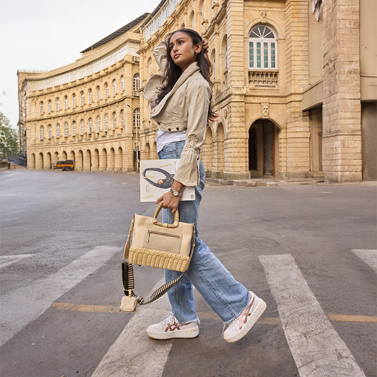 Luciana Wicker Tote - Beige