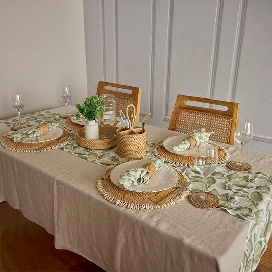 Cascade Green Linen Table Runner