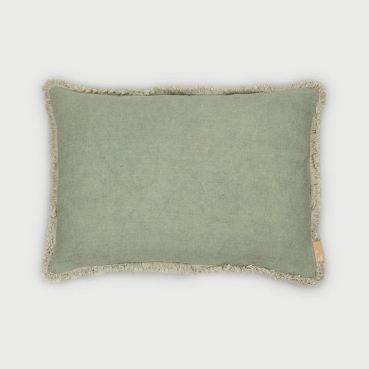 Green fringe cushion, Decorative throw pillow, Soft linen cushion cover,
Rectangular sofa pillow, Fringe edge accent pillow, Eco-friendly home cushion, Neutral green couch cushion, Rustic style cushion, Cozy living room pillow, Pastel green bed cushion, Handmade cushion with fringe, 