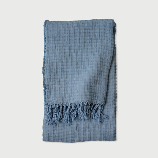 Trail Baby Blue Cotton Throw