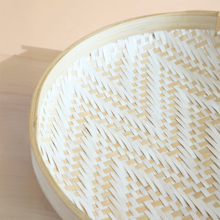 Bamboo wall tray, Chevron pattern tray, Woven bamboo tray, Decorative bamboo tray, Natural woven wall décor, Handwoven bamboo tray, 
Boho chevron wall basket, Eco-friendly bamboo tray décor, Artisan wall décor tray, White and natural fiber tray, Handcrafted bamboo wall tray with chevron pattern, Bohemian style woven bamboo tray, 
Decorative wall basket for modern interiors, Minimalist chevron wall tray handmade, Natural bamboo tray for wall or table décor. 



